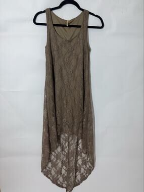 OBOE USA Brown Floral Lace Sleeveless High Low Maxi Dress Boho Estimated Size XS